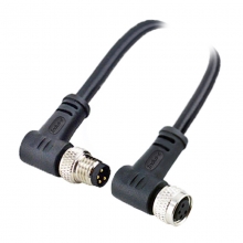 Cable Assembly, A Code - M8 4pins A code male right angle to female straight molded cable, unshielded, PVC, -10°C~+80°C, 24AWG 0.25mm²